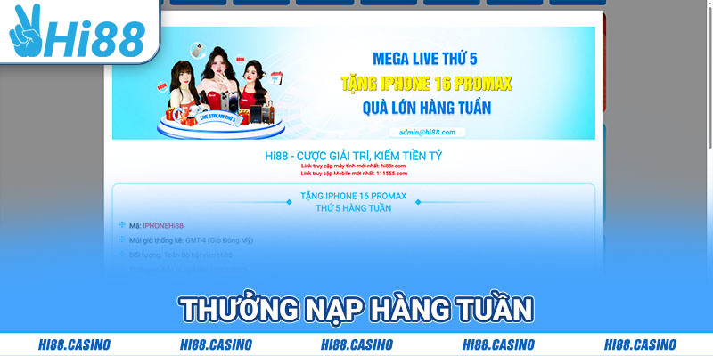 Thưởng nạp hàng tuần